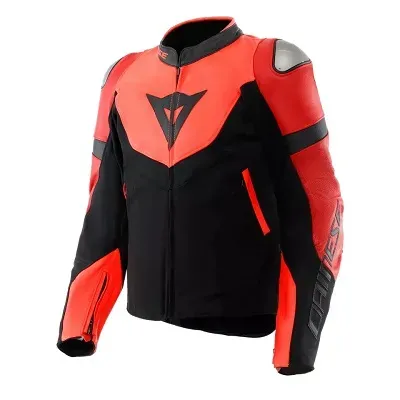 GIACCA DAINESE IPERATTIVA PELLE-TESSUTO RED-FLUO/BLACK